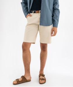 Bermuda chino droit avec ceinture tressée homme